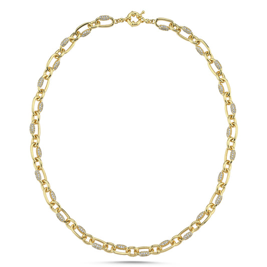 Zircon Pave Link Necklace