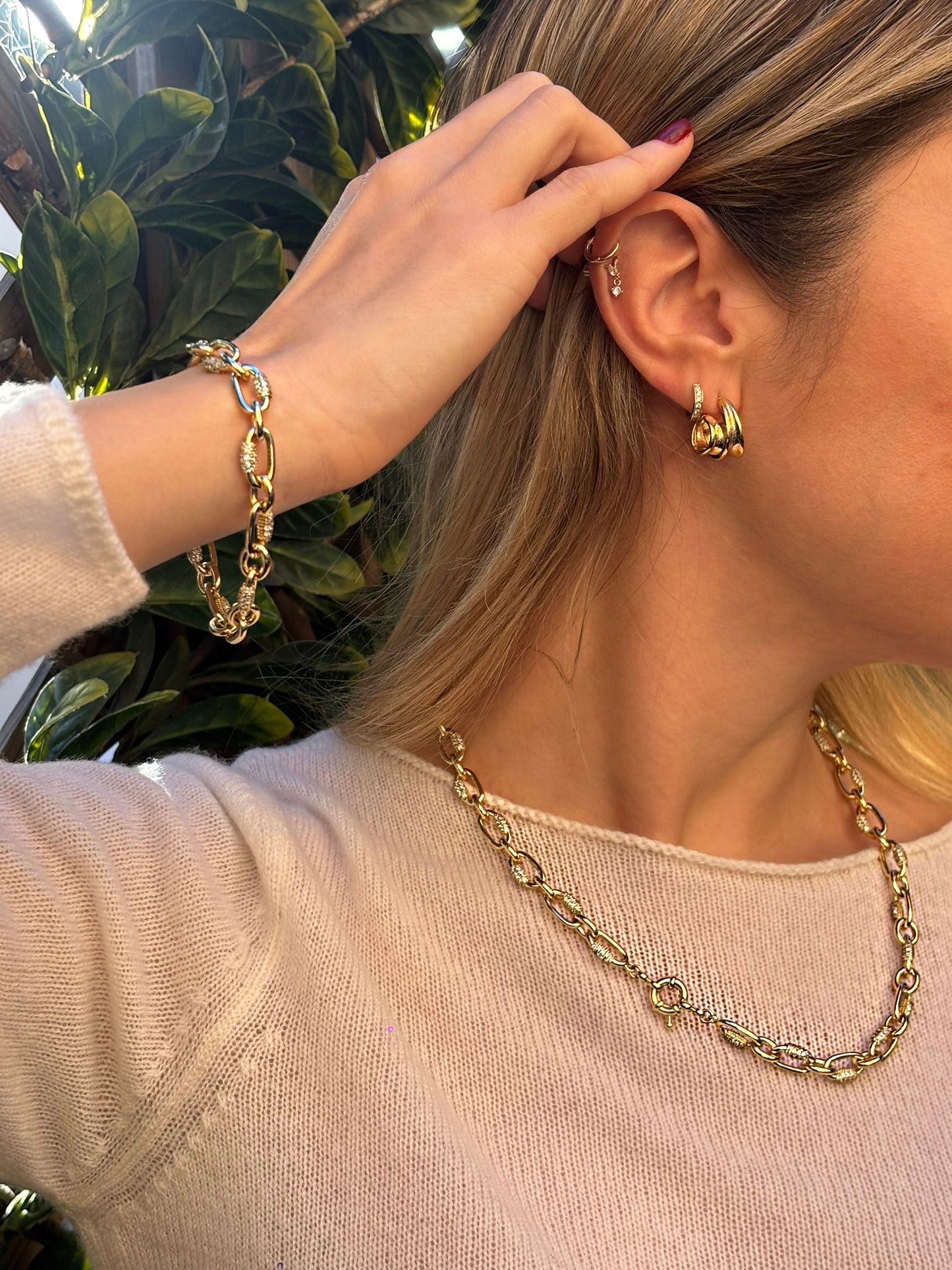 Zircon Pave Link Necklace